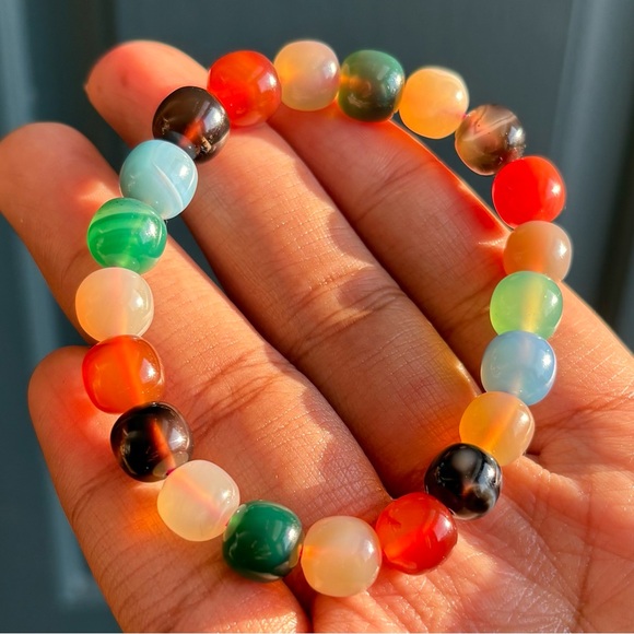 Rainbow Agate Old Mine Rondelle Crystal Bracelet 9.5mm - Picture 5 of 11